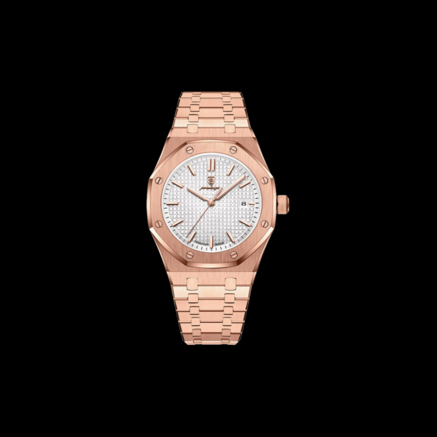 POEDAGAR Gold watch bracelet white dial