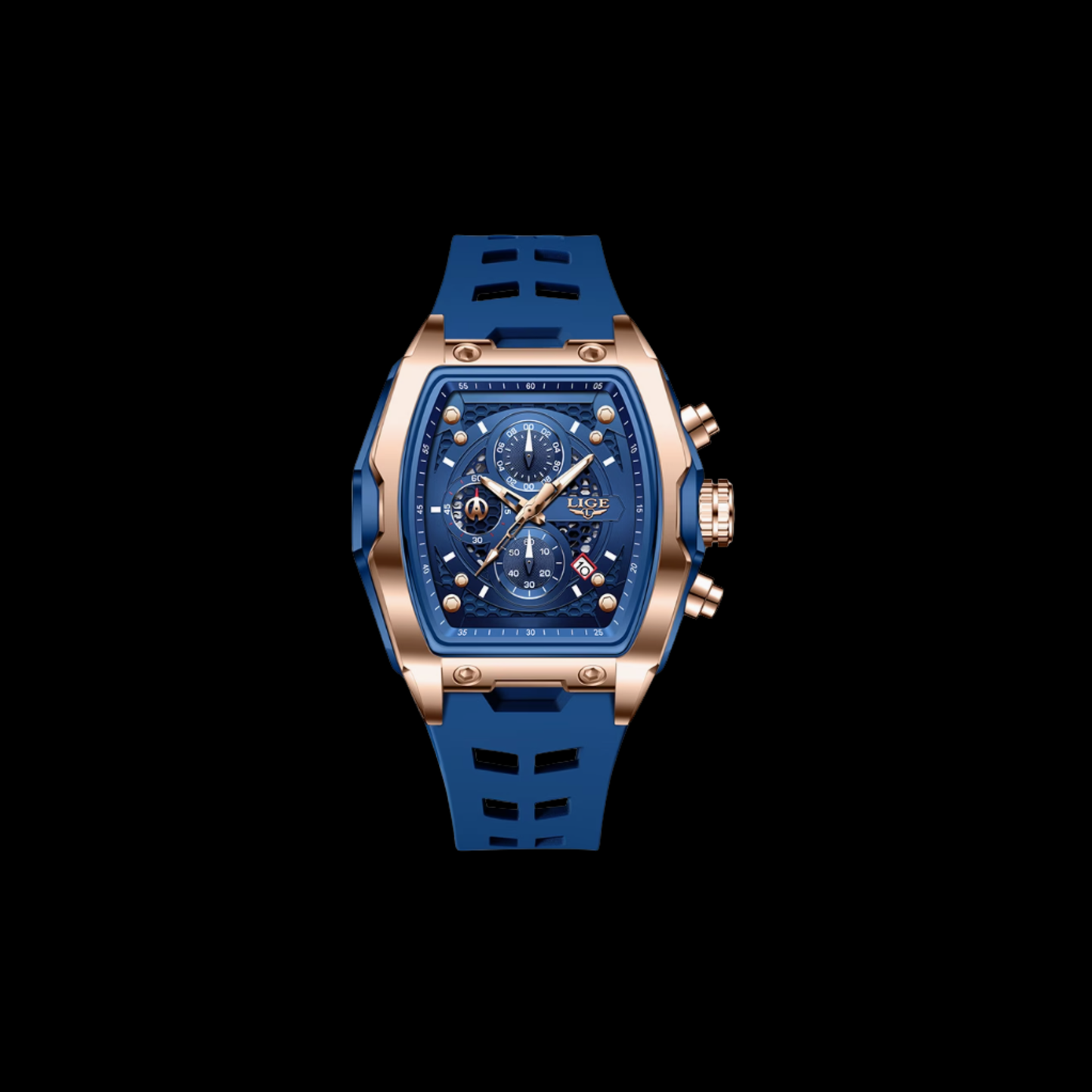 Lige's Quartz Watch blue strap gold