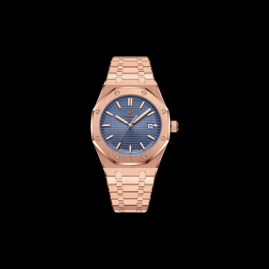 POEDAGAR Gold watch bracelet blue dial