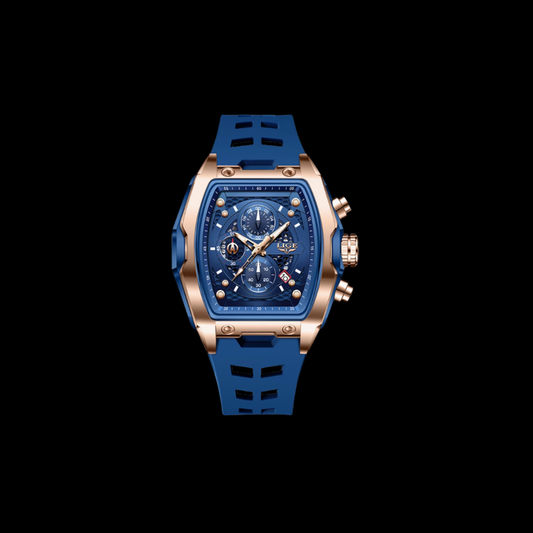 Lige's Quartz Watch blue strap gold